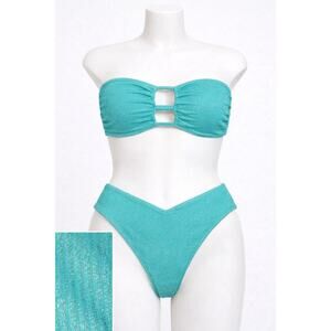 JMP the Label Metallic Teal Cutout Bandeau Bikini XXL